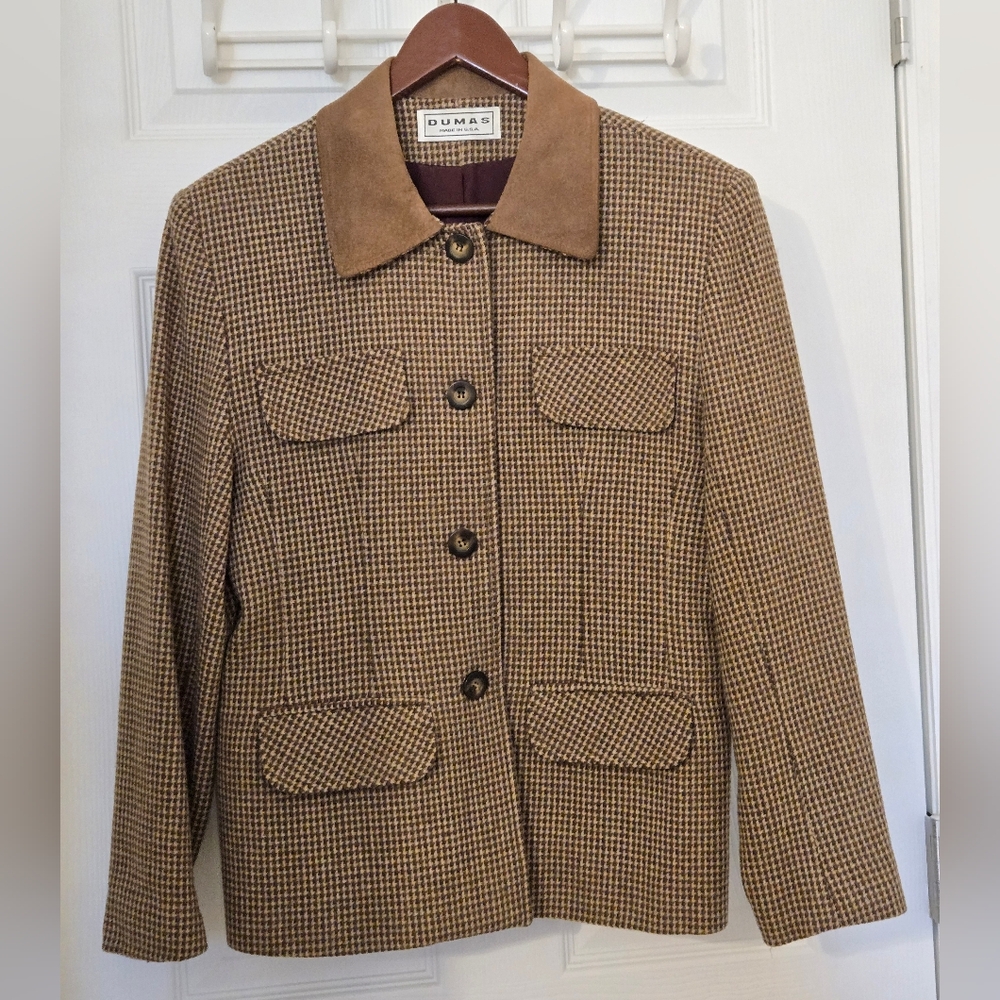 Women's Brown Houndstooth Blazer